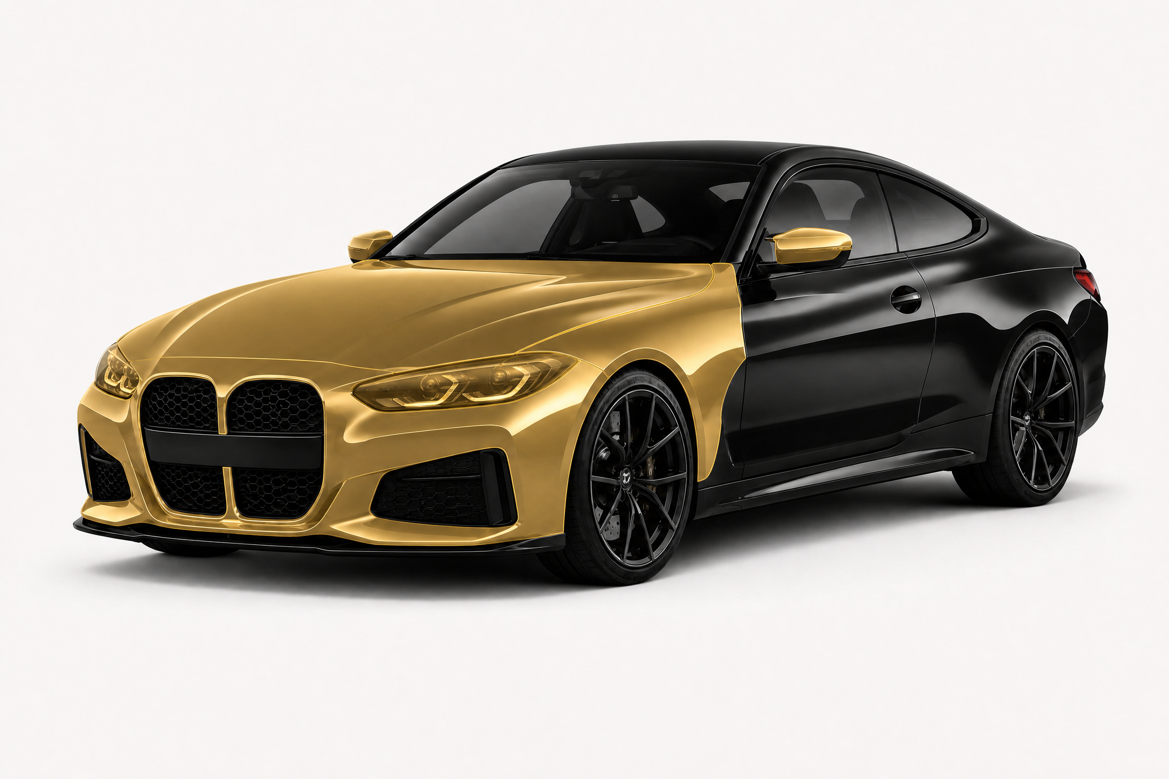 Black vehicle visual showing Full Front PPF coverage